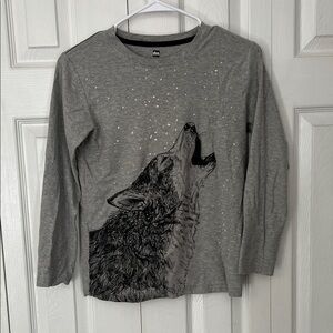 Gray Kids Long Sleeve with Wolf Design